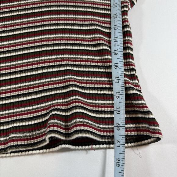 Vintage 90s Cool Wear Mod Striped Slim Ribbed Short Sleeve Polo - Red Wms L - Picture 8 of 9